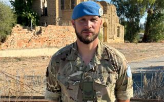 Corporal Tinker, a section commander in 8 Rifles, reckons a swimming pool is a welcome bonus while serving in the heat of the Mediterranean island (Picture: BFBS)