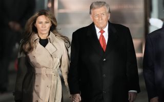 US President Donald Trump and First Lady Melania Trump arrive at Stansted Airport, Essex, ahead of the US President's second state visit to the UK