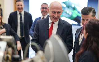 Defence Secretary John Healey, seen here during a previous visit to the Leonardo factory in Edinburgh, had been due to visit the Leonardo facility in Yeovil on Thursday to announce the contract but the trip was cancelled at the last minute