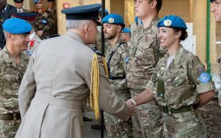 Air Chief Marshal Sir Richard Knighton visited reservists from 8th Battalion The Rifles who recently took over Op Tosca (Picture: UNFICYP)