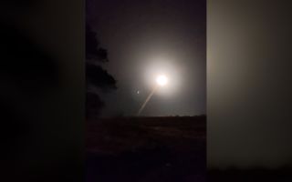Ukraine’s FP-7 ballistic missile fired at night (Picture: Volodomyr Zelensky)