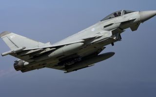 RAF Typhoon flying on Op Biloxi in Romania