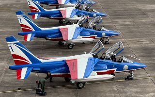While the Red Arrows transitioned from the Folland Gnat onto the Hawk, their French counterparts moved from the Fouga Magister to the Alpha Jet (Picture: BFBS)