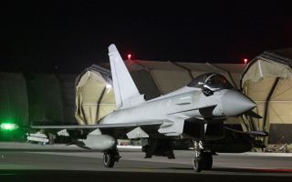 RAF Typhoons return to their base after the strike on the alleged ISIS weapons facility in Syria