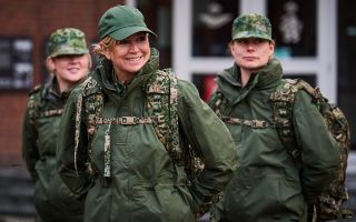 Queen Maxima in fatigues in her role as a reservist in the Dutch armed forces 
