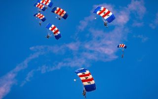 The Falcons are the UK's premier military parachute display team, based at RAF Brize Norton, Oxfordshire 