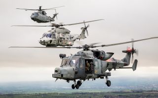 A Wildcat, Dutch air force NH90 and Merlin take part in the latest phase of Guardian Defender