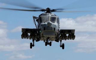 A Wildcat fitted with additional sensors in flight (Picture: Royal Navy)