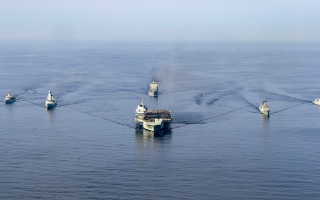 Royal Navy warships sail alongside those from the Republic of Korea Naval Forces (Picture: MOD)