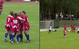 08102026 UKAF women and UKAF men v German Bundeswehr split screen Credit BFBS.jpg