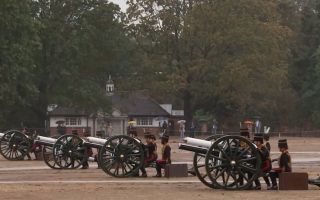 A 41 Royal Gun Salute takes place in Hyde Park to commemorate the four anniversary of Charles' accession to the throne (Picture: BFBS)