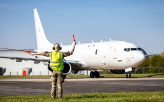 RAF P-8 Poseidon taxiing on airfield