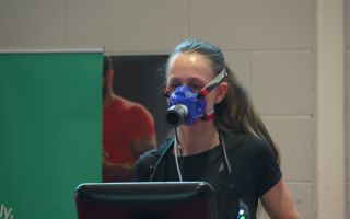 woman's breathing measured on treadmill