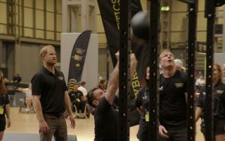Prince Harry spends time with former colleagues and friends at an event marking one year until Birmingham Invictus Games (Picture: BFBS)