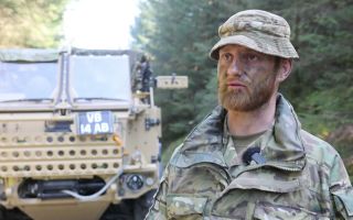 Sergeant Craig Batty of The Light Dragoons explains how the recce vehicle has excellent off-road capability (Picture: BFBS)