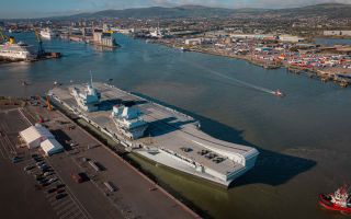 The warship is currently on standby to serve as Nato's command ship for the Allied Reaction Force, having assumed the role earlier this year (Picture: Belfast Harbour)
