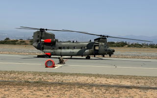 The Chinooks are back for a second year to help tackle wildfires which often break out in the hot, dry terrain during Cyprus' summer months (Picture: BFBS)
