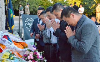 Nirmal Purja served in the Queen's Gurkha Engineers from 2004 to 2009 and his regimental family members were out in force to pay their respects (Picture: BFBS)