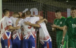 13112025 UKAF celebrates goal v German Bundeswehr Credit BFBS.jpg