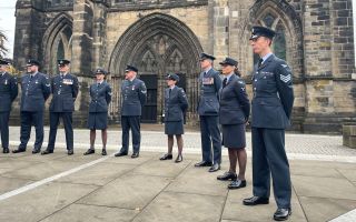 Members of 602 City of Glasgow Squadron outside Glasgow 