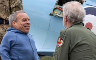 Harry Potter star and Spitfire aficionado Warwick Davis was on hand to greet the aircraft at the Cornish airbase