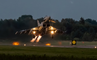 Royal Air Force Typhoon takes off from Poland during a NATO air policing mission
