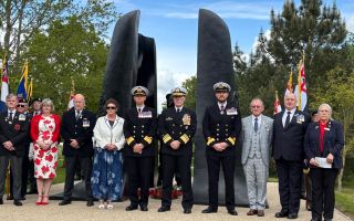 Rear Admiral Andy Perks and Commodore Ben Haskins were joined by Vice Admiral Robert Gaucher, Commander Submarine Forces, US Navy at the service (Picture: Leigh Dodds)