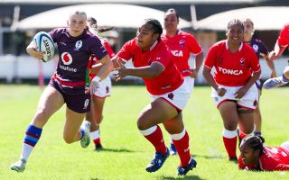 17082025 Daisy Aspinall running with the ball for UKAF v Tonga at IDRC 2025 Credit Alligin Photography