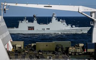 Part of the Exercise Lion Protector, the Danish vessel Ark Germania was escorted through the Baltic Sea (Picture: Nato Allied Joint Command Norfolk)