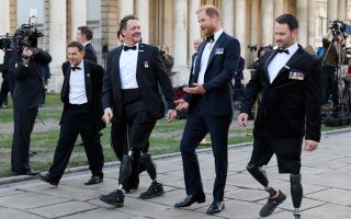 Prince Harry arrives at the Invictus Spirit Award with former Invictus Games competitors, Josh Boggi and Steve Arnold (Picture: Invictus Games Foundation)
