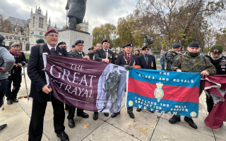 Members of the Northern Ireland Veterans Movement were highly critical of Mr Carns in the protest outside Parliament