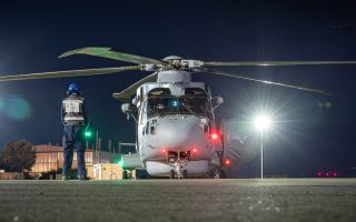 A Merlin prepares to take off on a night sortie from RAF Akrotiri