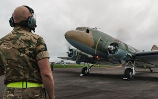 The final leg of the round-Britain tour to commemorate the 90th anniversary of the first flight of the prototype saw the Spitfire TR9 team with a C-47 Dakota operated by the Battle of Britain Memorial Flight