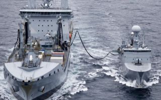 During the exercise, RFA Tidespring, having sailed from Iceland, replenished Danish patrol Vessel HDMS Thetis at sea (Picture: Nato Allied Joint Force Command Norfolk)