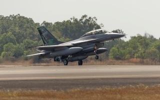An F-16 Fighting Falcon flown by the Royal Thai Air Force taking off during Ex Pitch Black 2026 (Picture: Royal Australian Air Force)