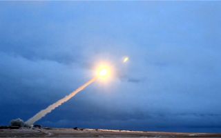 The ground-launched missile is thought to be powered by a small nuclear reactor (Picture: Russian MOD)