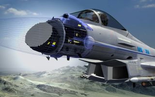 This artist's impression shows the advanced radar upgrade fitted to an RAF Typhoon FGR Mk4 flown by No. 6 Squadron