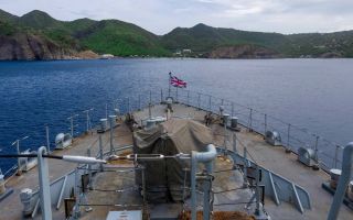 A view of Montserrat from the bow of HMS Trent Picture MOD