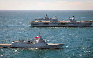 Norwegian warship HNoMS Roald Amundsen, HMS Prince of Wales, Australian warship HMAS Sydney