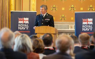 General Sir Gwyn Jenkins speaks at the Leach lecture ahead of a meeting of the JEF's naval leaders