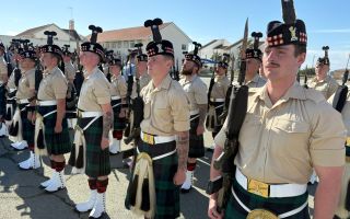 4 Scots form up in front of their families at Alexander Barracks in Cyprus
