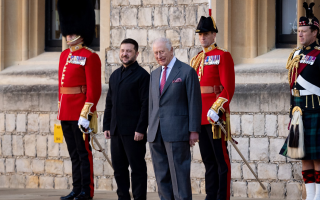 Ukraine's President Zelensky was delighted by the ceremonial military display as he met King Charles at Windsor Castle (Picture: Royal Family/X) 