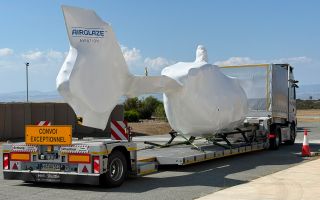 The Airbus H145 Jupiter HC MK2 arrives in Cyprus, wrapped up (Picture: BFBS)