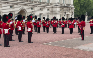 Coldstream Guards play 9 to 5 in tribute to Dolly Parton (Picture: BFBS)