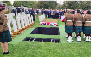 26092025 Soldiers of the 4th Battalion The Royal Regiment of Scotland alongside the coffins of Lt James Allan and LCpl Gordon McPherson