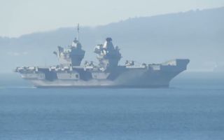 The 65,000-tonne vessel is currently on standby to serve as Nato’s command ship for the Allied Reaction Force (Picture: Daniel Ferro X)