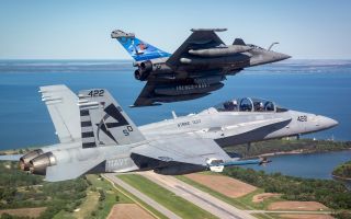 Like the F-35 - and unlike the US Navy F/A-18 Super Hornet seen here, Rafale variants are available for both air force and naval use