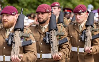 Parachute Regiment soldiers take part in the Armed Forces Day ceremonial military parade through Aldershot Garrison (Picture: MOD)