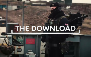 Download graphic over image of HMS Medway personnel