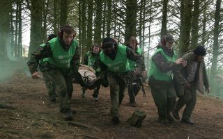 Soldiers from 242 Wessex Multi Role Medical Regiment providing covering fire during a simulated care under fire scenario during Ex Medical Endeavour at Okehampton training camp (Picture: MOD)